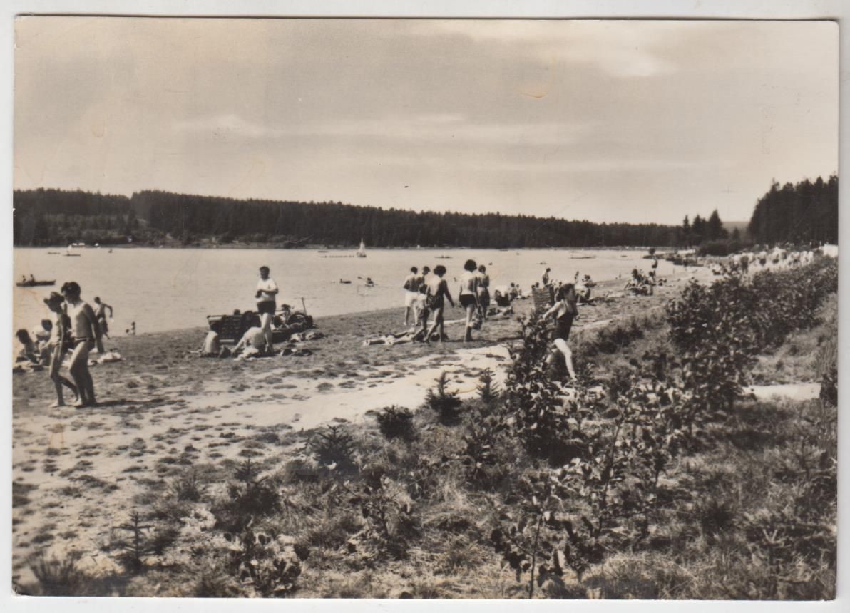Postcard Geyer/Erzgeb. At the reservoir, approx. 1967, Erhard Neubert, run, used good