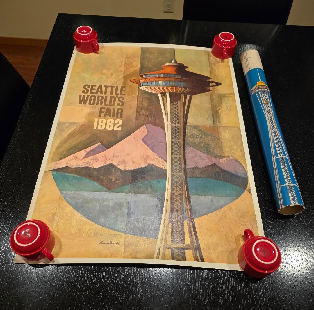 Original Seattle World's Fair 1962 Poster with Original Mailing Tube