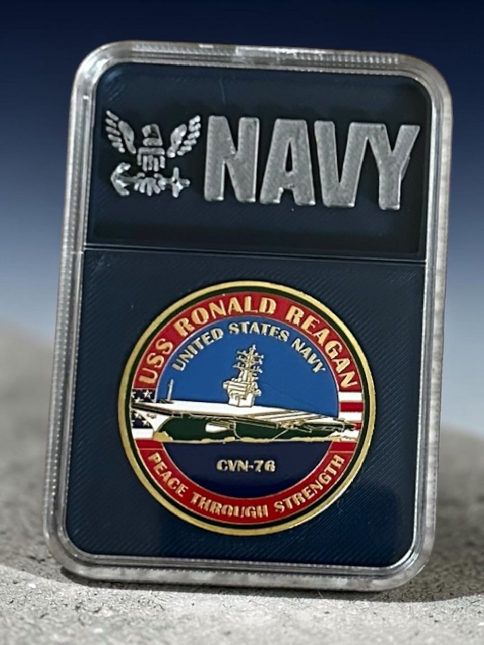 US NAVY - USS RONALD REAGAN - CVN-76 Challenge Coin in Display Case ·IN STOCK·
