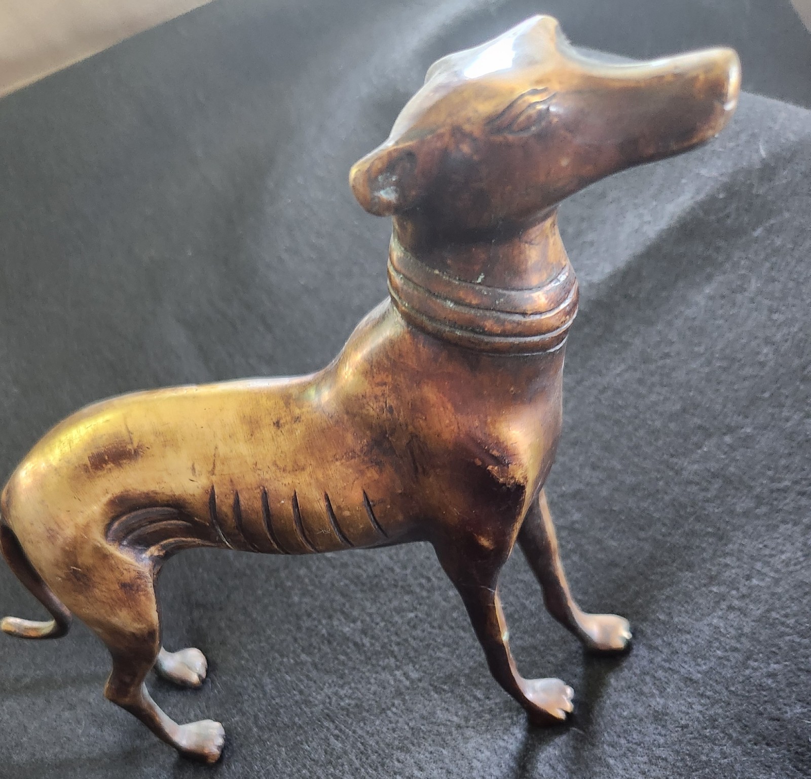 Bronze Vintage Greyhound/Whippet Dog Statue-Regal