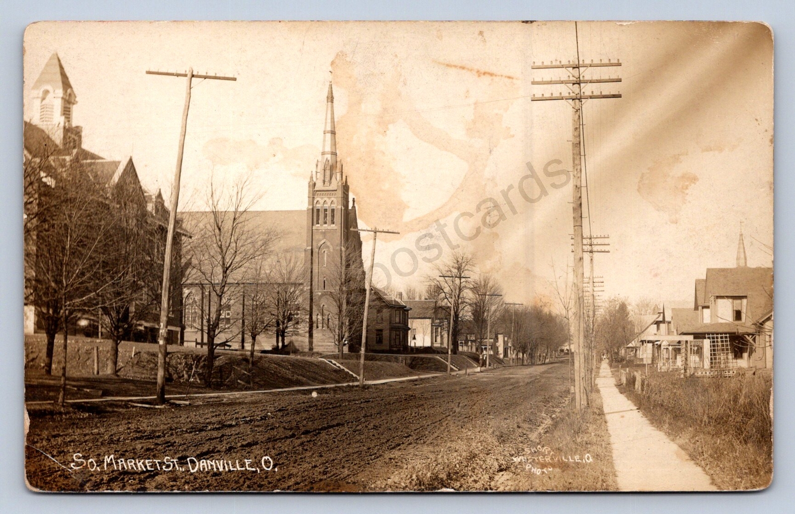 JH8/ Danville Ohio RPPC Postcard c1910 South Market St Church Homes 52 JH8/ Danville Ohio RPPC Postcard c1910 South Market St Church Homes 52