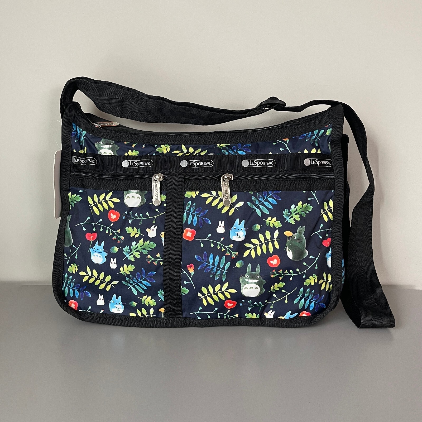 Lesportsac Totoro Ghibli Studio Black  Large Deluxe Everyday Bag NWT