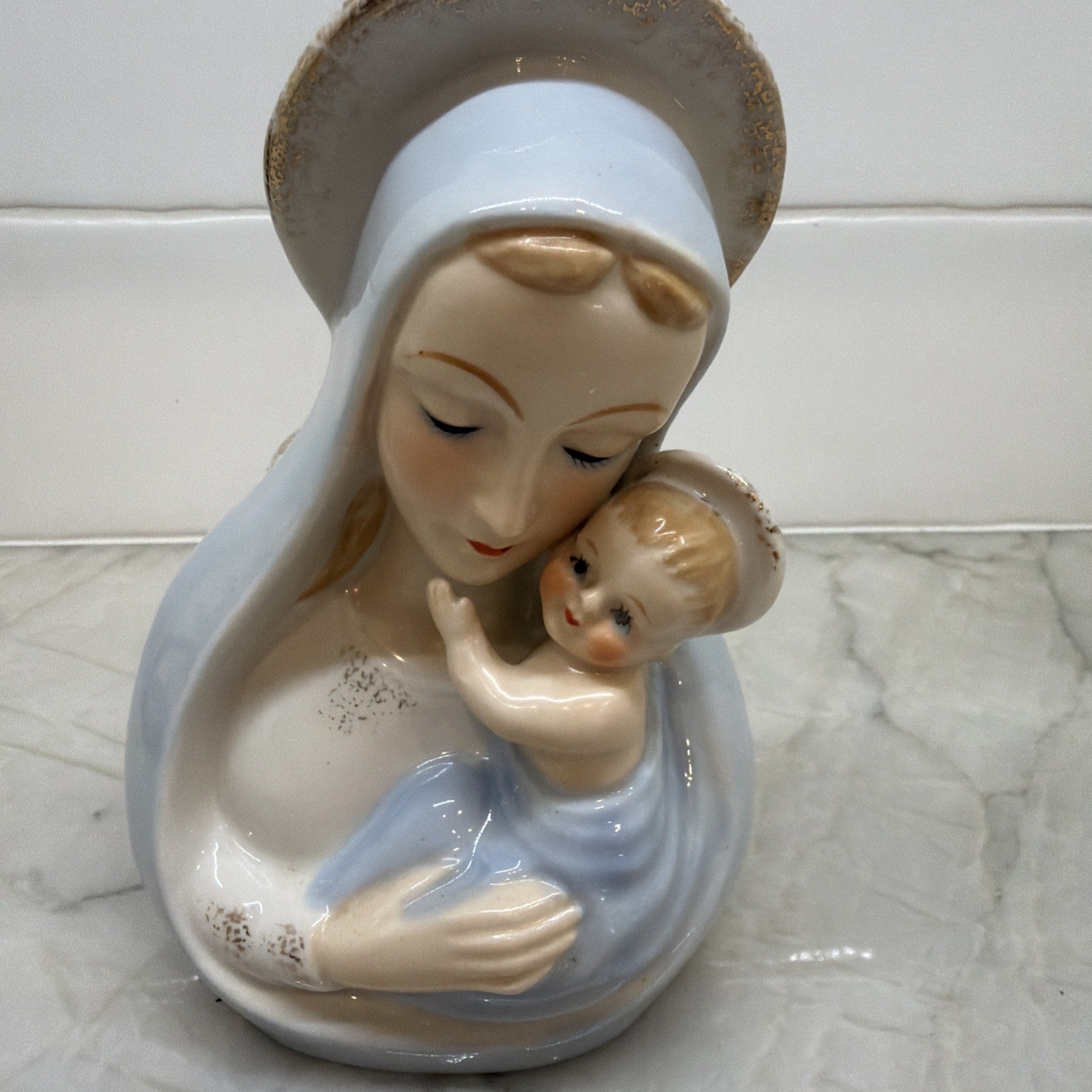 Vintage Shafford #4150 Madonna and Child Head Vase Planter
