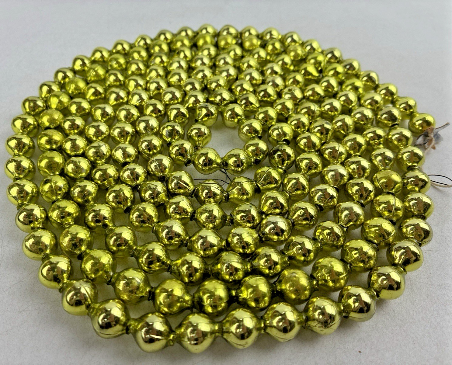 7  1/2 ft Vintage LIME GREEN Mercury Glass Beaded Christmas Garland Strand, 1/2