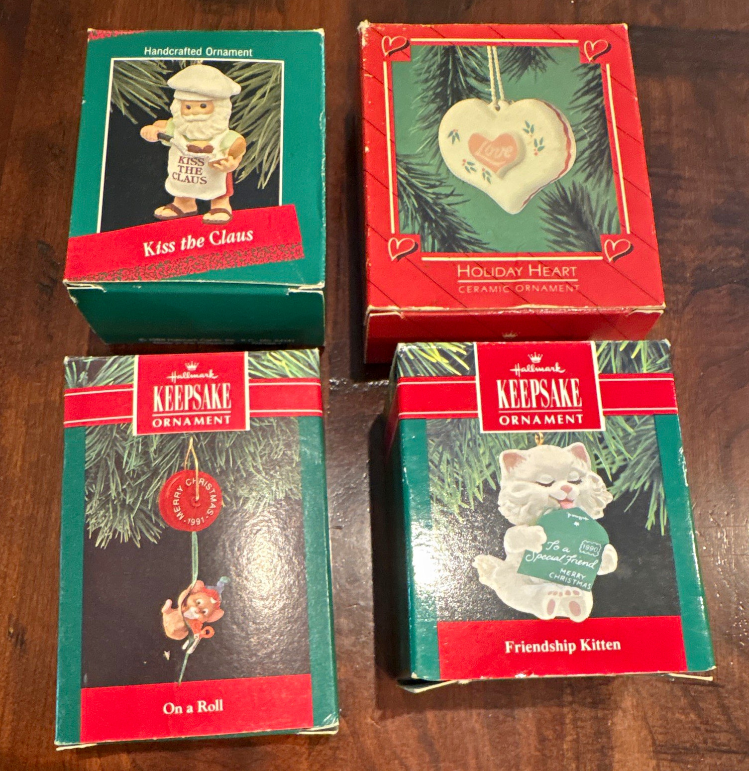 LOT OF 4 Hallmark Keepsake Christmas Hanging Ceramic Ornaments-vintage