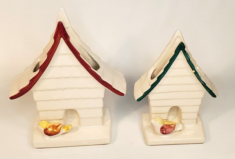 Wallpockets Two Birdhouse Ceramic Vintage