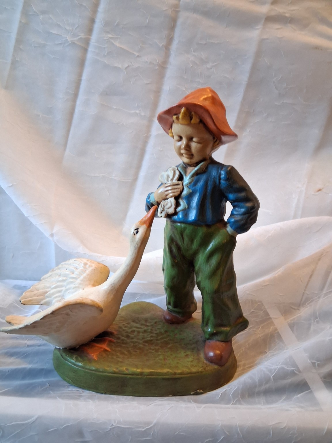 Vintage Little Farmer Boy Feeding Goose Ceramic Figurine Hand Painted 7.5” Vintage Little Farmer Boy Feeding Goose Ceramic Figurine Hand Painted 7.5”