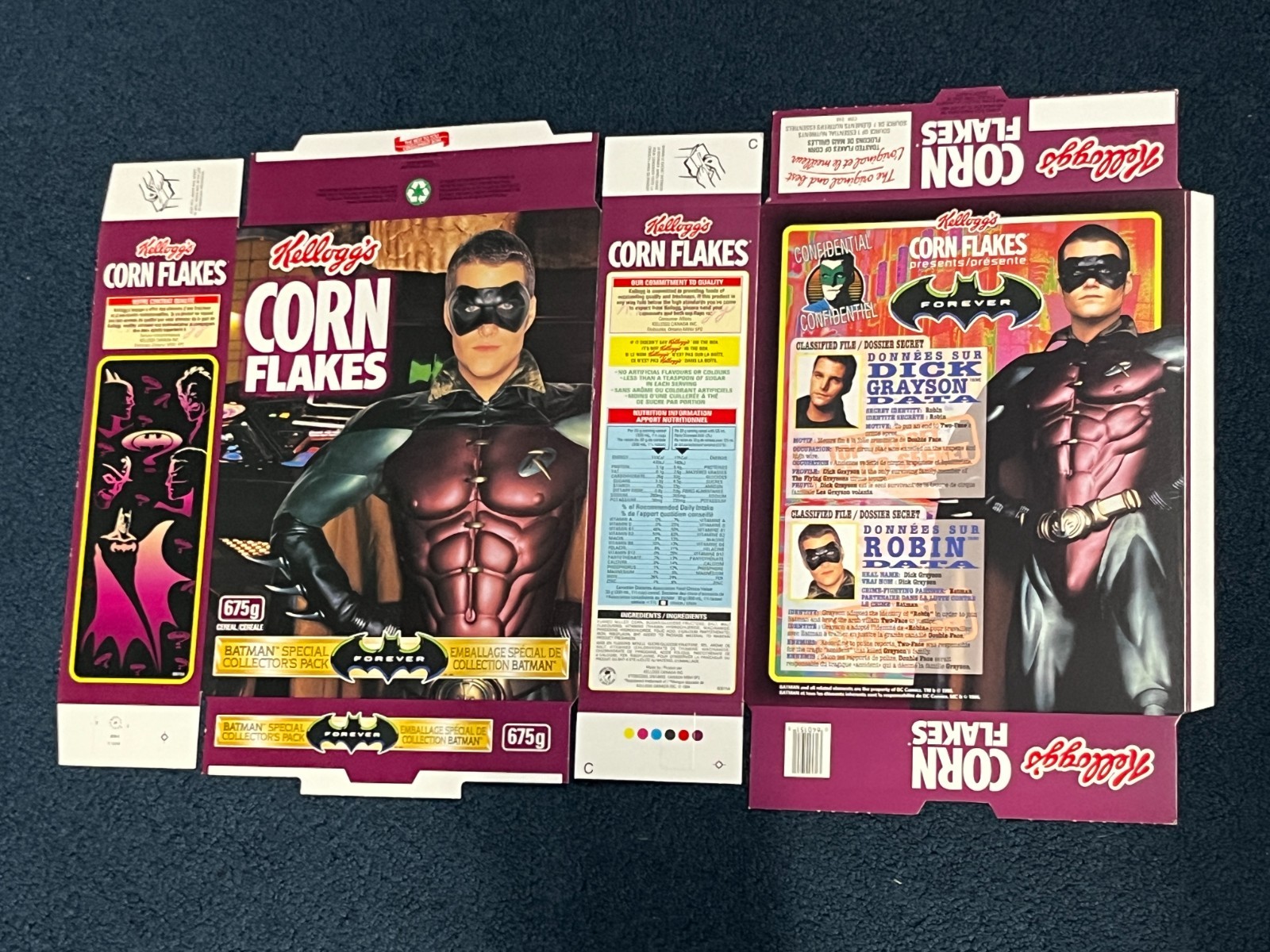 VTG Kellogg’s BATMAN FOREVER Cereal Box Press Proof Chris O\'Donnell RARE UNUSED