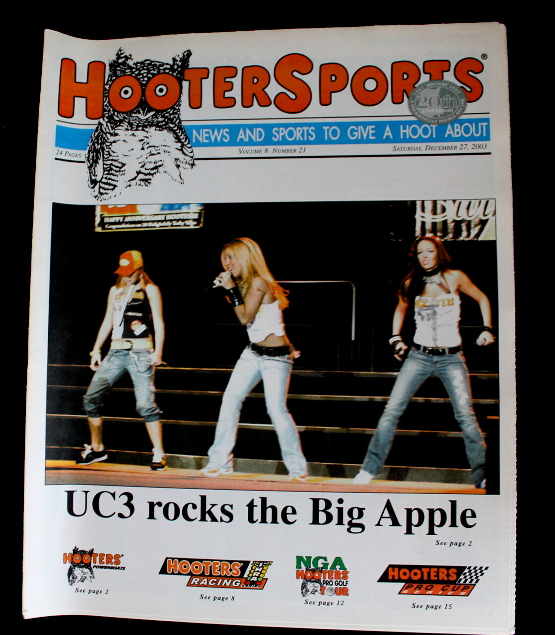  Vtg Hooters Newspaper  uniform magazine 12/03 Bikini UC3 Rock Band Sport News