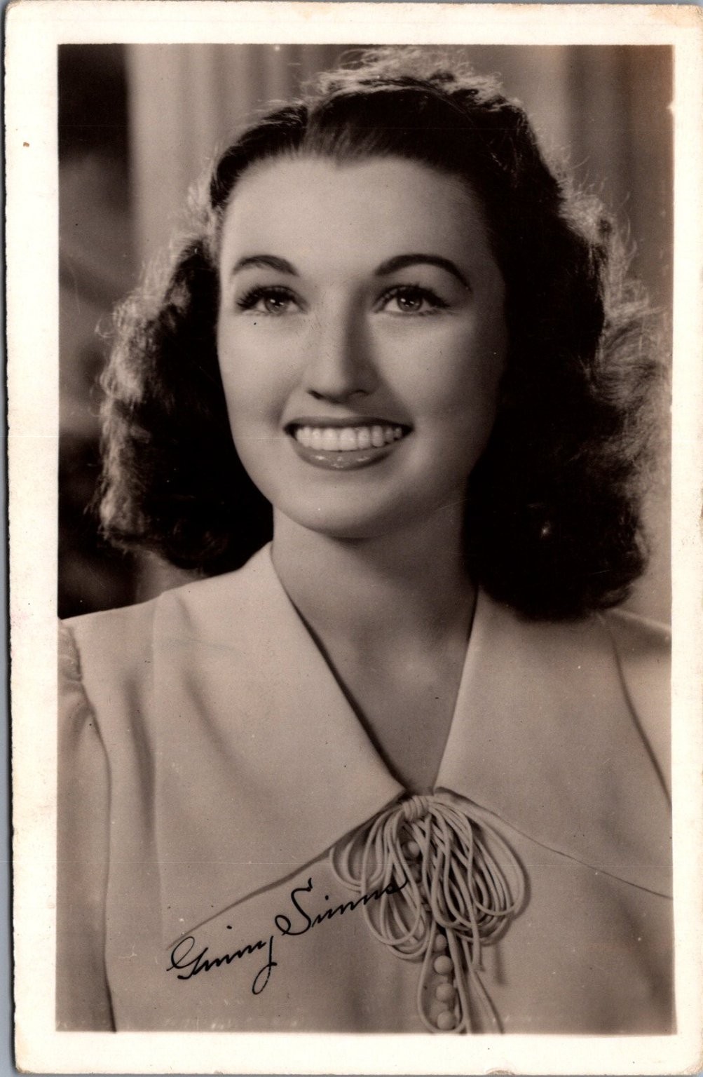 Ginny Simms Autographed RPPC Real Photo Postcard Vintage 1940s Actress Singer