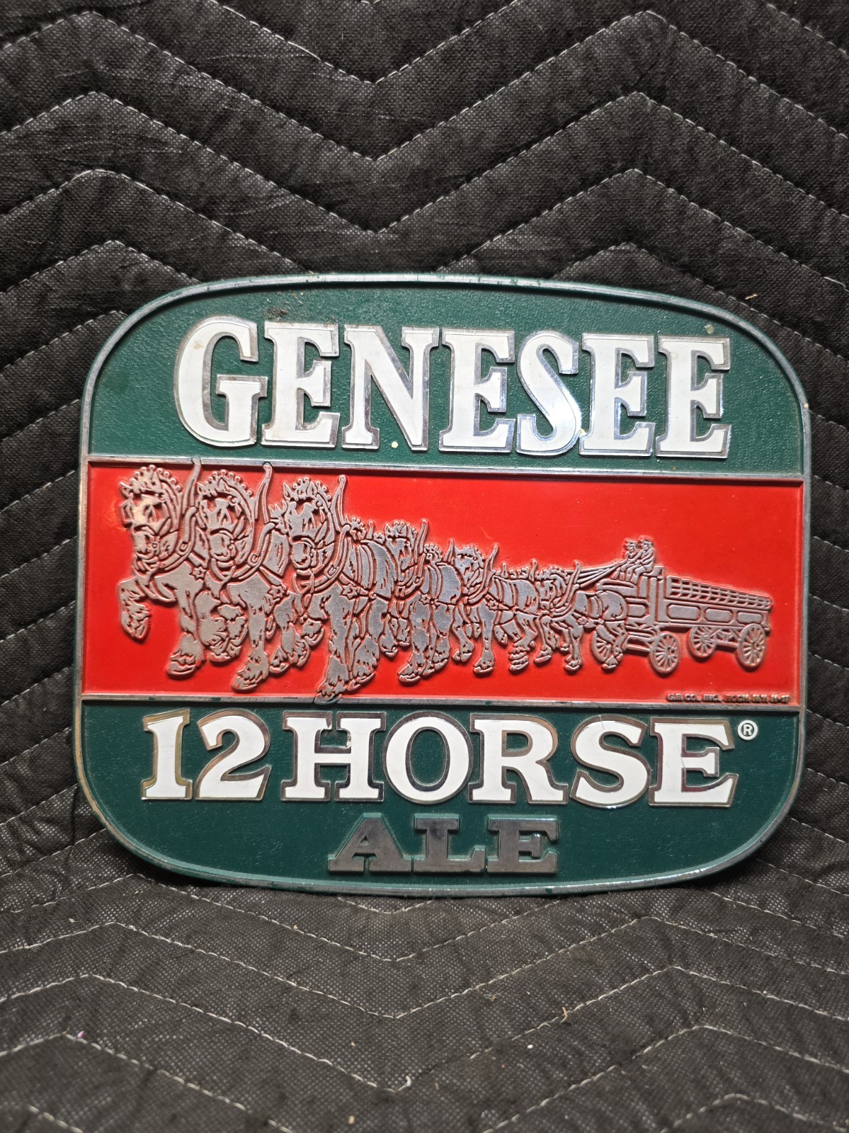 Genesee 12 Horse Ale Plastic Bar Sign Plaque Man Cave Advertising Vintage