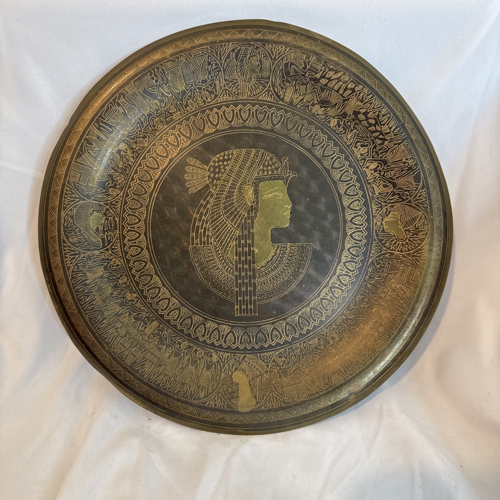 Vintage Cleopatra & Nefertiti EgyptWall Plate Brass Cooper Hand Crafted