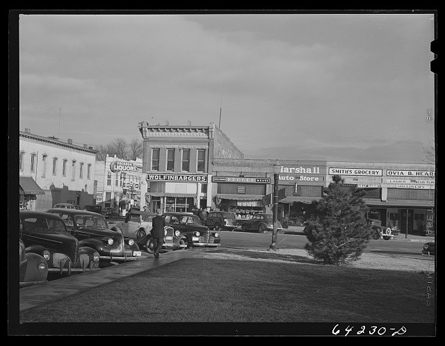 Photo:Neosho Missouri 1942 Downtown Street Scene Cars Stores