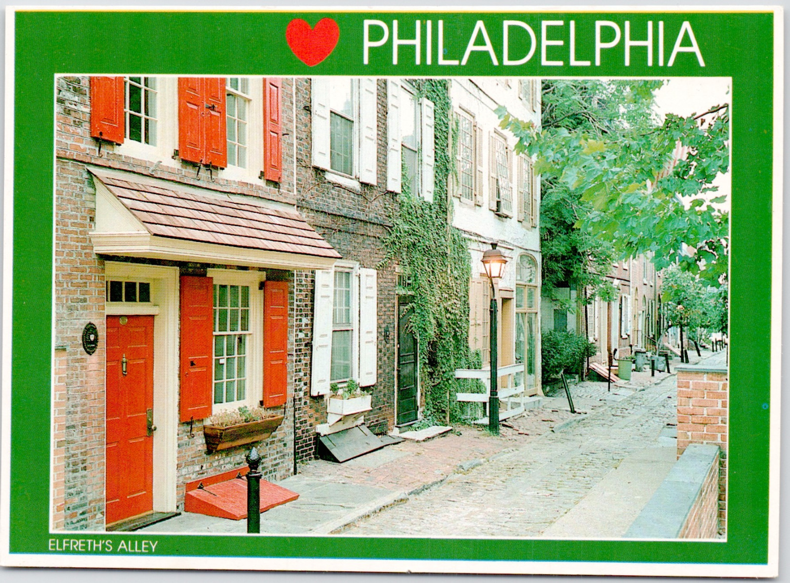 Philadelphia Pennsylvania Elfreths Alley Quaint Street Colonial Heart Postcard