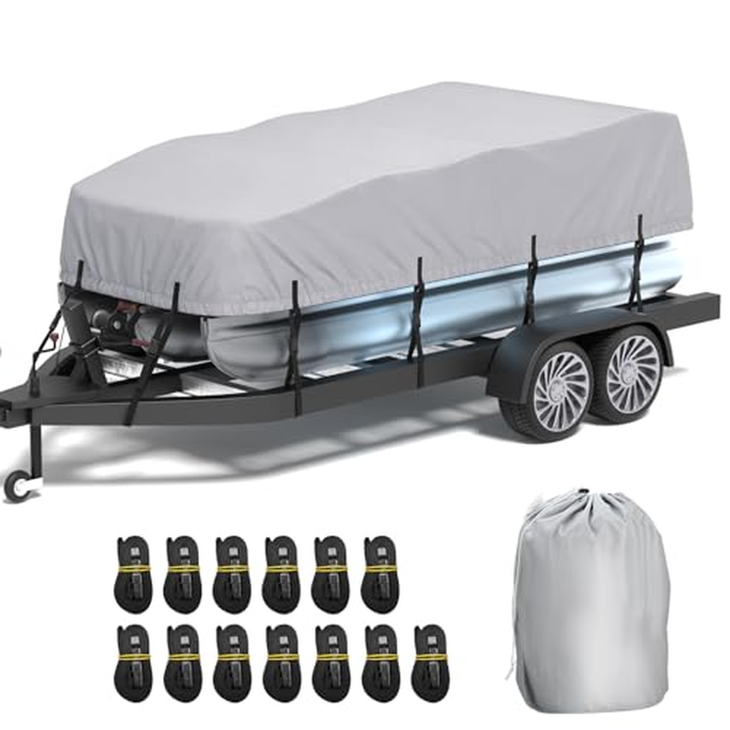 1200D Pontoon Boat Cover, 17-20 ft Boat Cover for Pontoon, Gray 1200D Pontoon Boat Cover, 17-20 ft Boat Cover for Pontoon, Gray