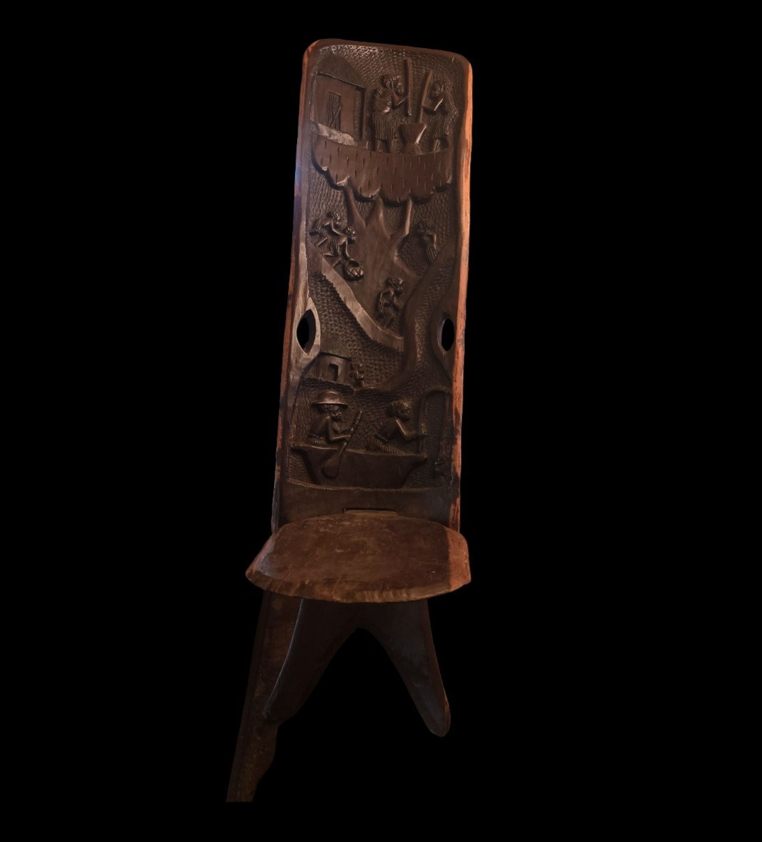 1950s African Chief Chair Hand Carved 45\