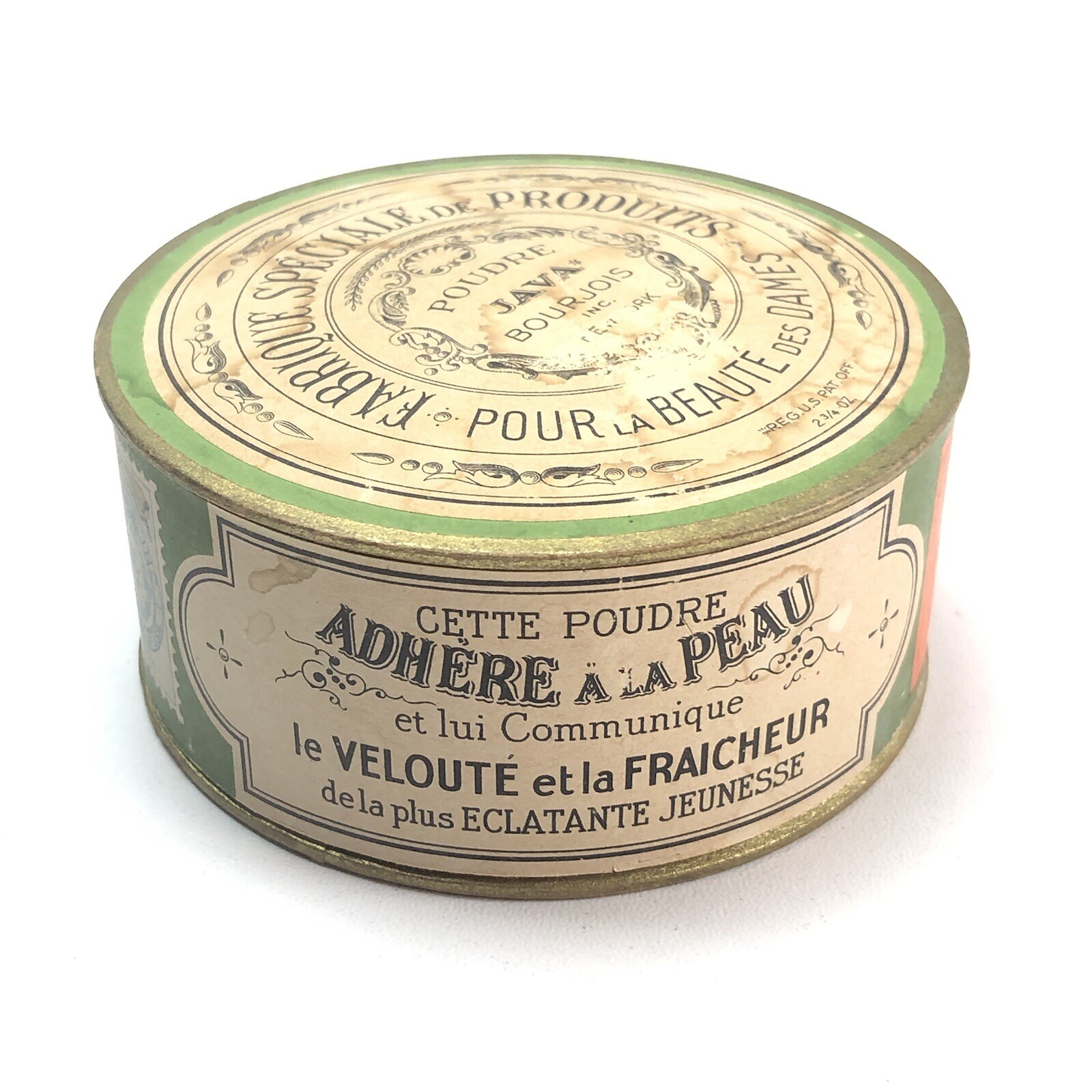 RARE Antique Bourjois Java Face Powder Tin 2 3/4oz FULL SEALED French Tin