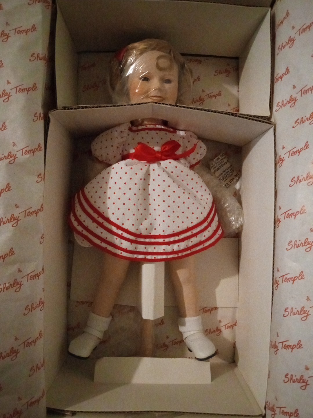 NEW STAND UP AND CHEER DANBURY MINT SHIRLEY TEMPLE PORCELAIN DOLL FOX FILM NIB 