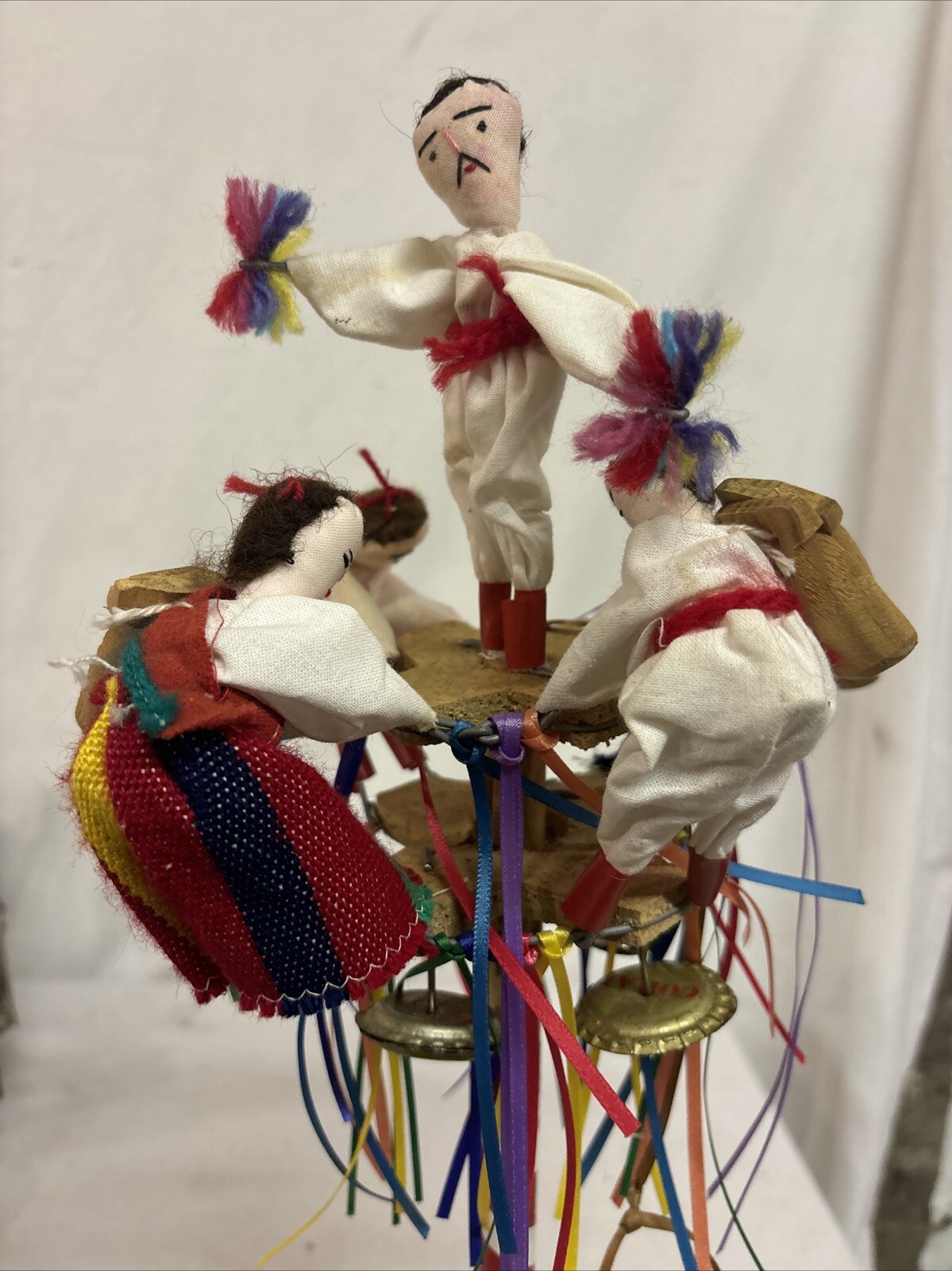 Vintage folk art childs toy tribal dancing people music 19” H