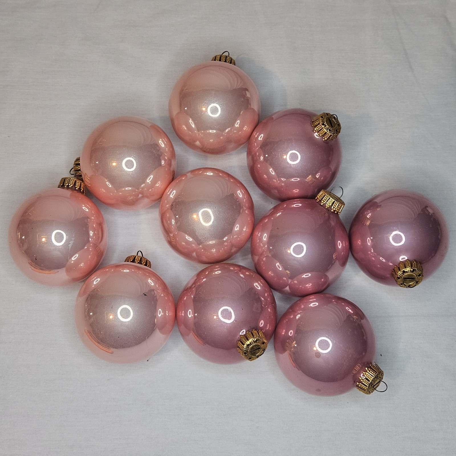 Vintage Pink/Mauve Glass Christmas Ornaments Lot of 10 - 5 West Germany, 5 Krebs