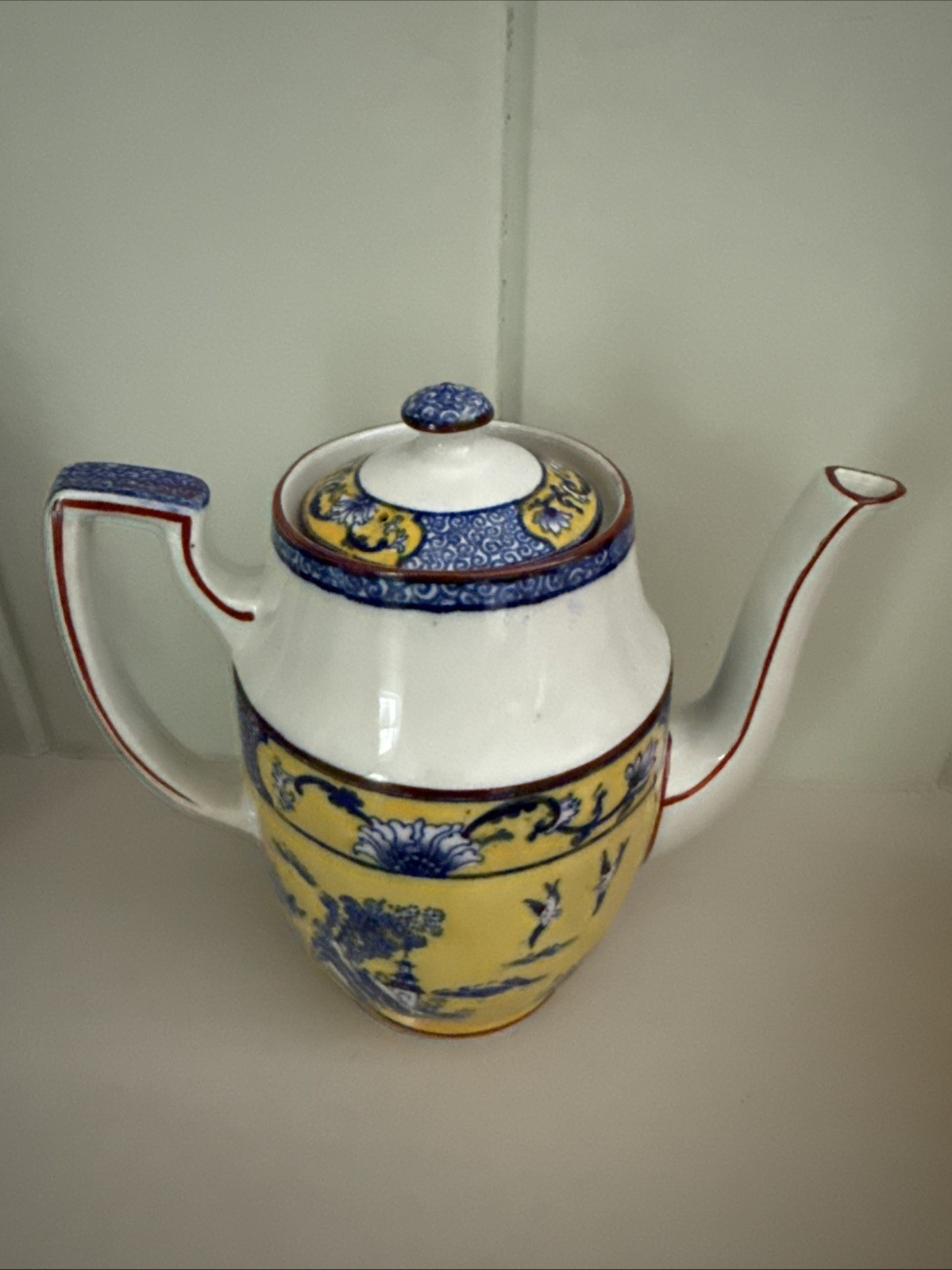 Antique Thomas Till & Sons Gillson Ware Teapot Kang He Yellow Chinoiserie C 1915