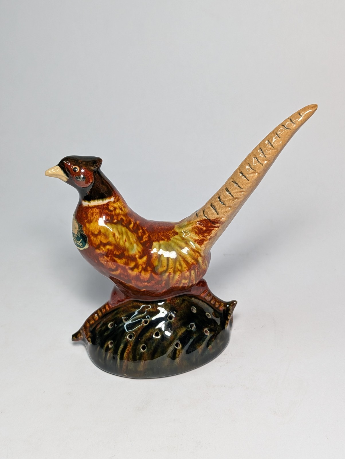 Vintage Rosemeade Pottery Pheasant Figurine Toothpick Holder 1940s