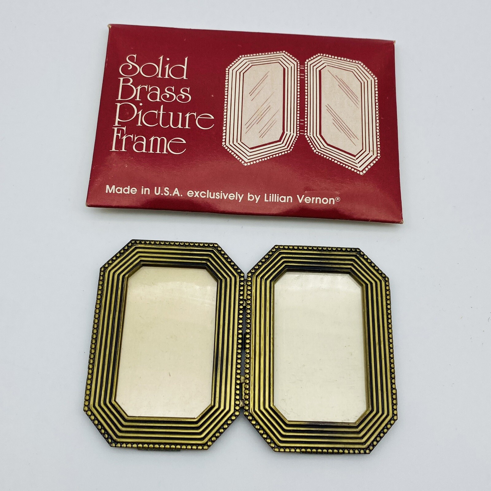 1981 Lillian Vernon Solid Brass Picture Frame Set 2 Miniature Frames