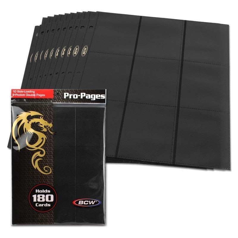 BCW Side Loading 18 pocket Pro Binder Pages - Double Sided - Multiple Colours