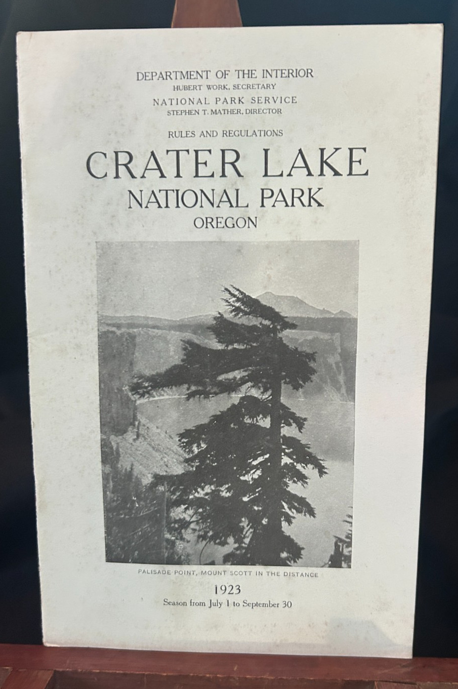 1923 Crater Lake National Park, Oregon, NPS Rules and Regulations Guide