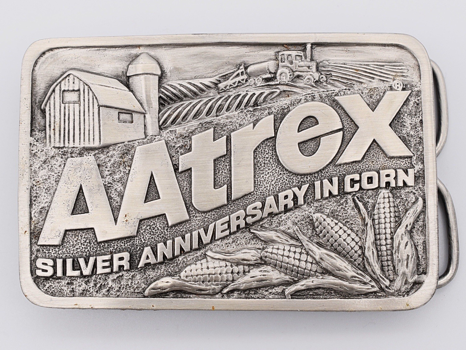 NEW Vintage Aatrex Herbicide Silver Anniversary Farm Tractor Pewter Belt Buckle