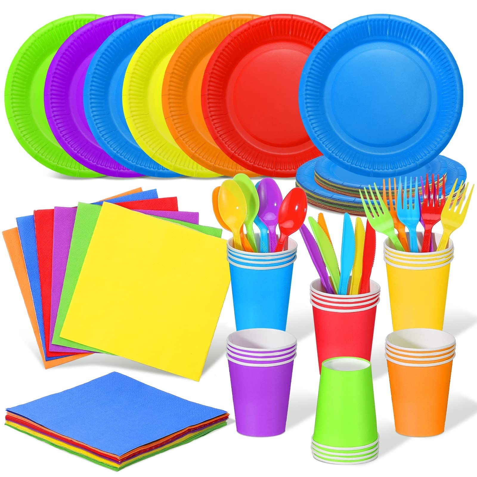 Jinei 168 Pcs Rainbow Party Tableware Set 7\ Jinei 168 Pcs Rainbow Party Tableware Set 7\