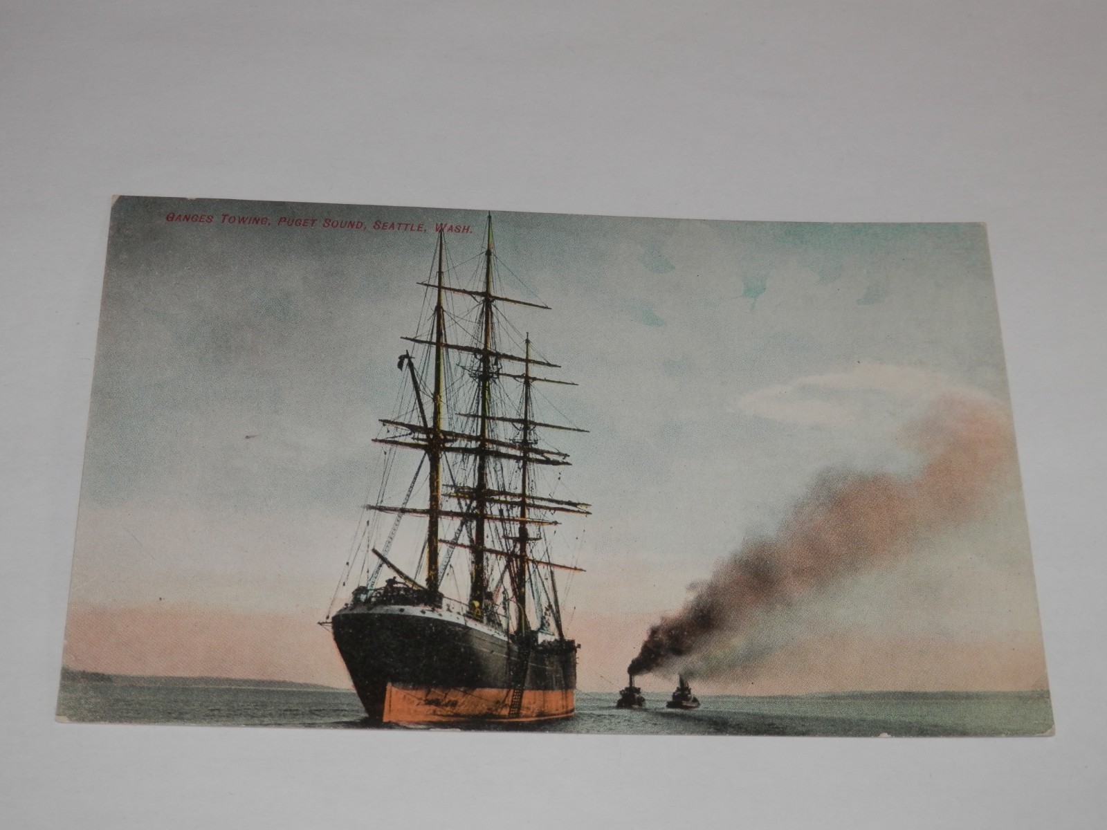 SEATTLE WA - 1907-1915 ERA POSTCARD - GANGES TOWING - PUGET SOUND SAILING VESSEL SEATTLE WA - 1907-1915 ERA POSTCARD - GANGES TOWING - PUGET SOUND SAILING VESSEL