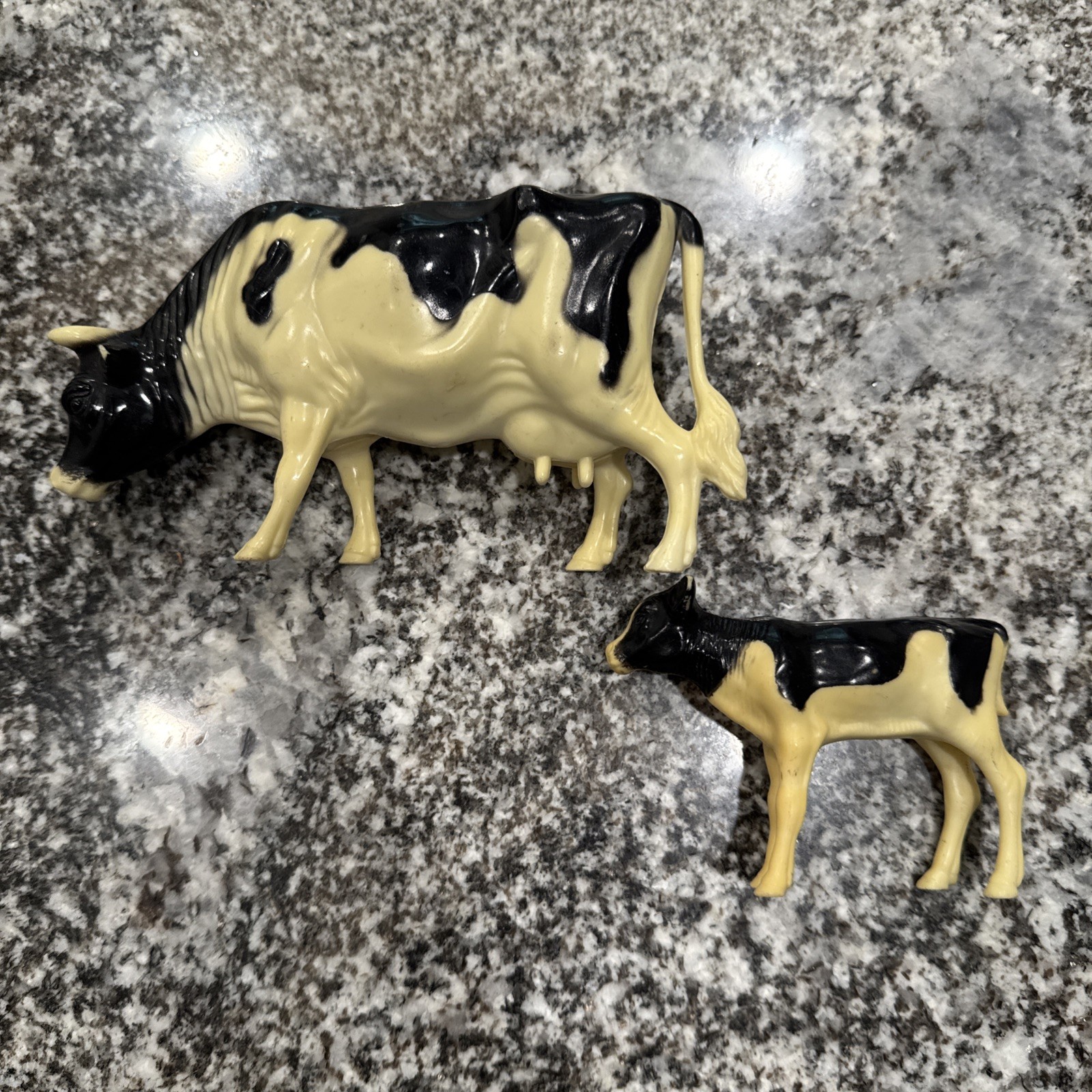 Vintage Nylint Hard Plastic Figure Black & White Cow & Calf Set