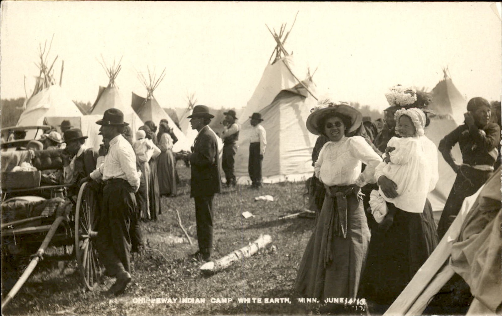 White Earth MN Chippewa Indian Camp FINE PHOTO c1910 Real Photo Postcard bhn