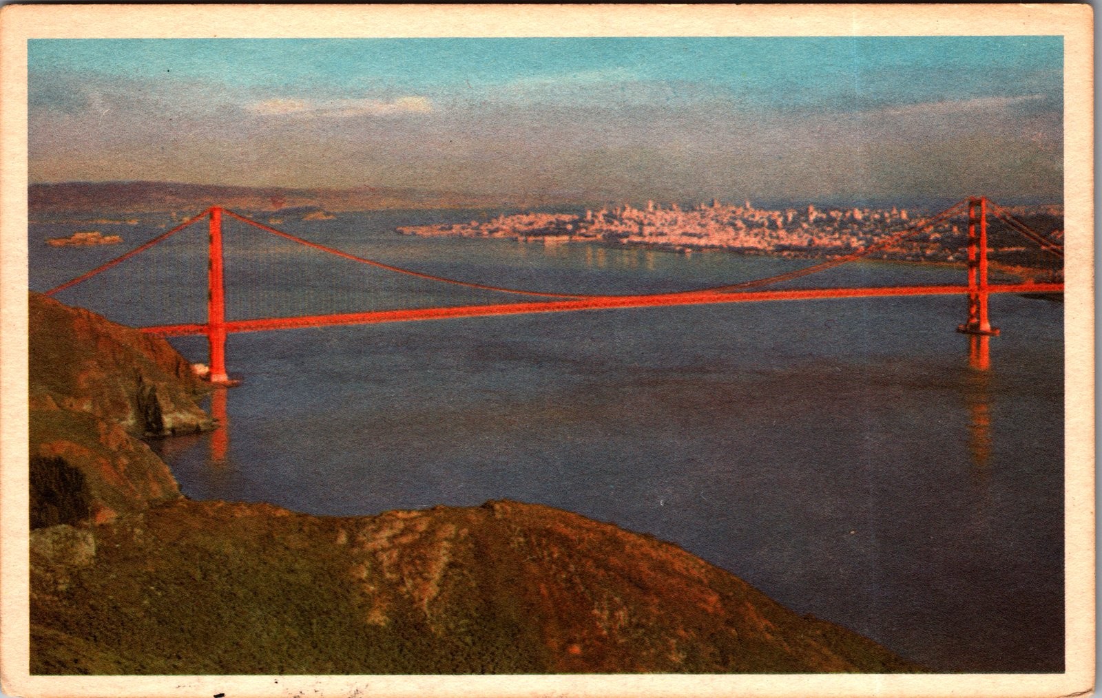 Vintage Golden Gate Bridge San Francisco CA Postcard Aerial View