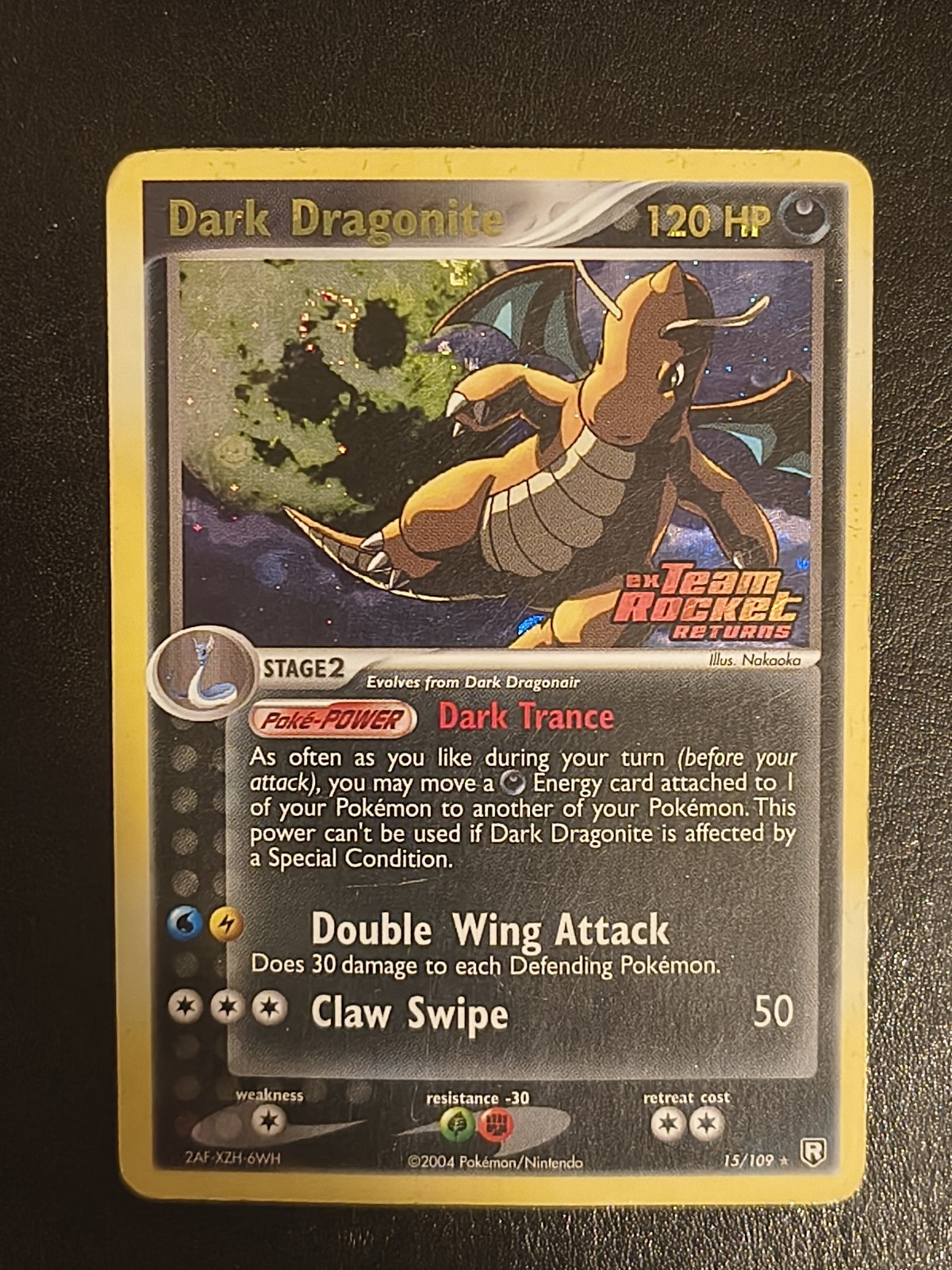 🌀 Dark Dragonite ENG 15 Perfect SWIRL EX Team Rocket Return REVERSE STAMPED PL