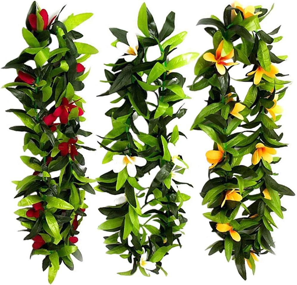 Hawaiian Leis Tropical Luau Hawaii Necklace Women Flower Green Leaf ...