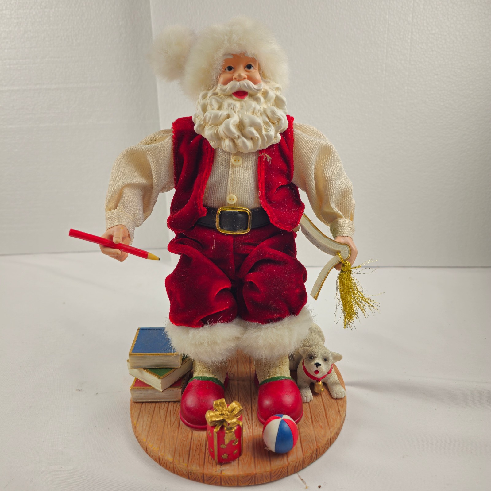 Walmart WM760-36AB Santa Claus Figurine With Dog Books Toys Xmas Decor