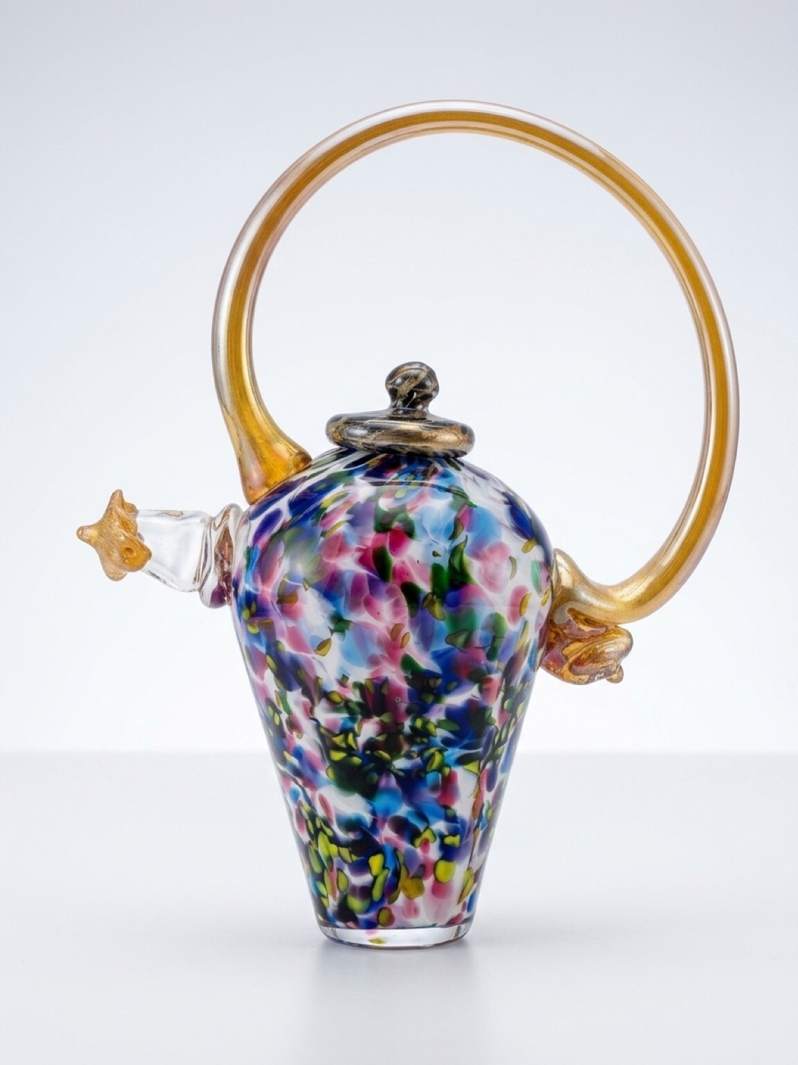 Beautiful Late 20th Century Art Glass Teapot Sculpture By PAUL COUNTS Unsigned