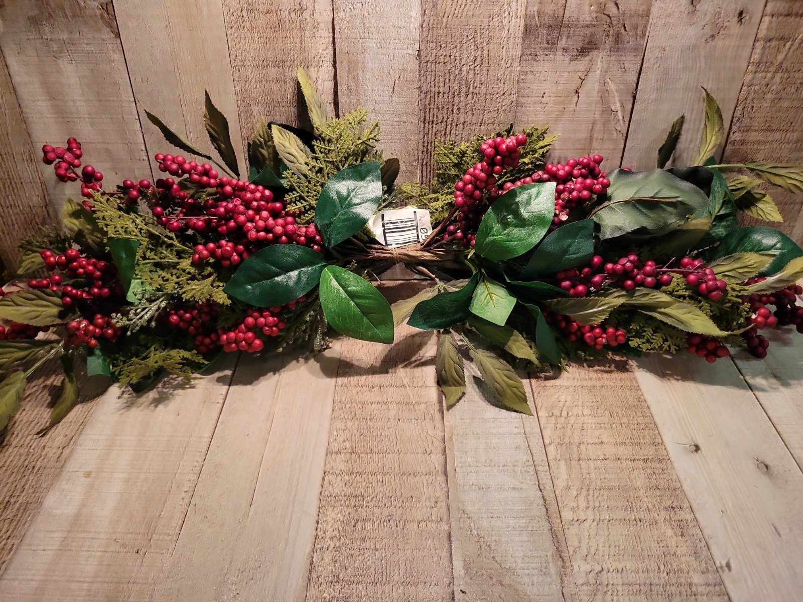 Home Interiors Red Berry Magnolia Leaf Cedar Christmas Swag Garland Vintage NWT