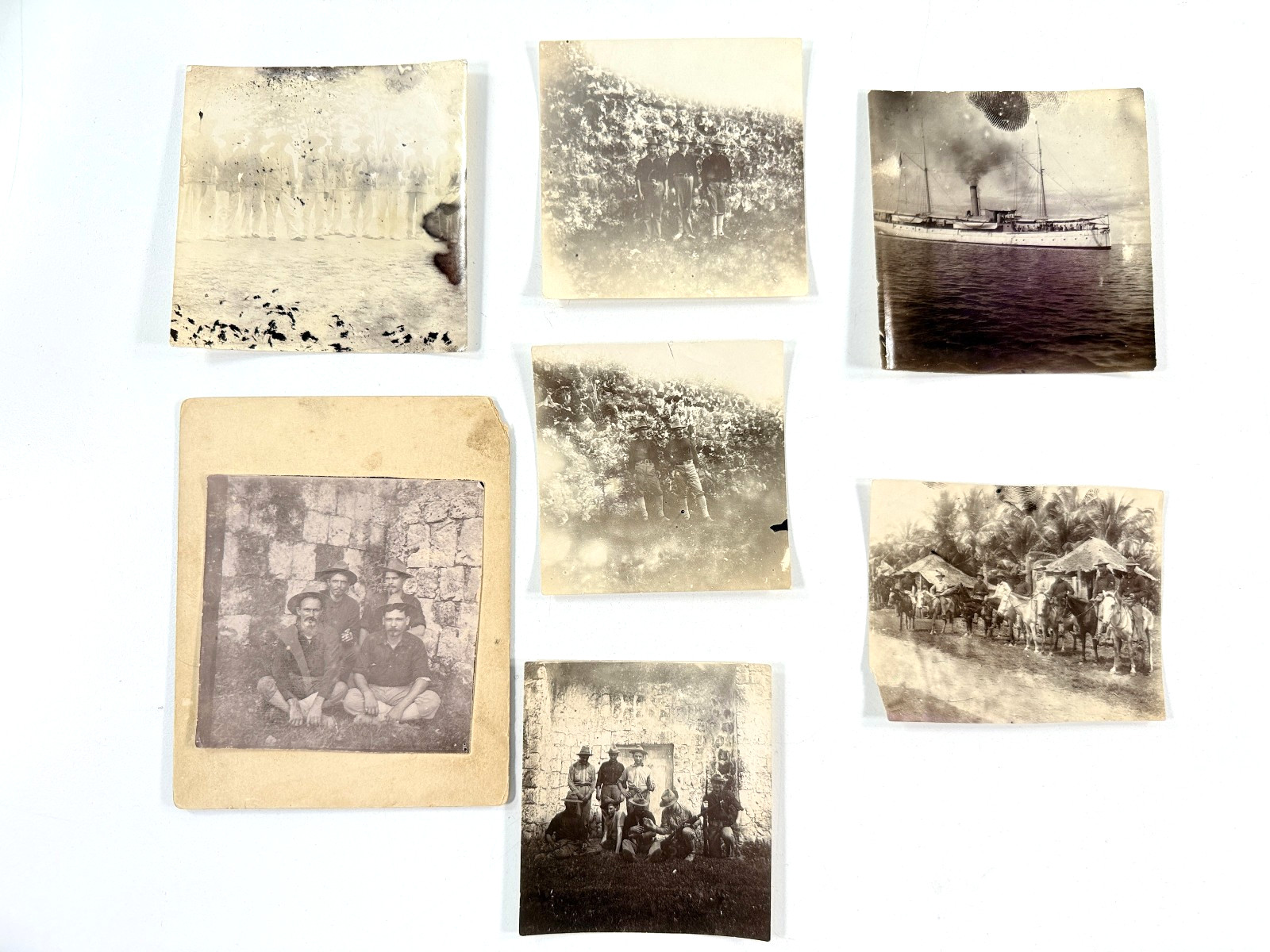 RARE Lot (x7) Philippine-American War soldiers Hilongos  antique photo