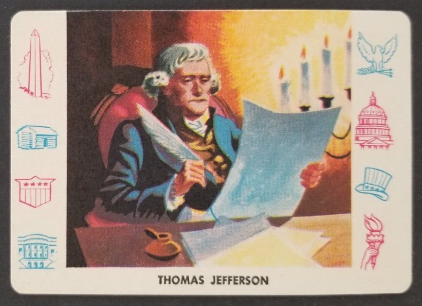 Vintage 1958 Thomas Jefferson Cardo Leaf Card #W3 (NM) Vintage 1958 Thomas Jefferson Cardo Leaf Card #W3 (NM)