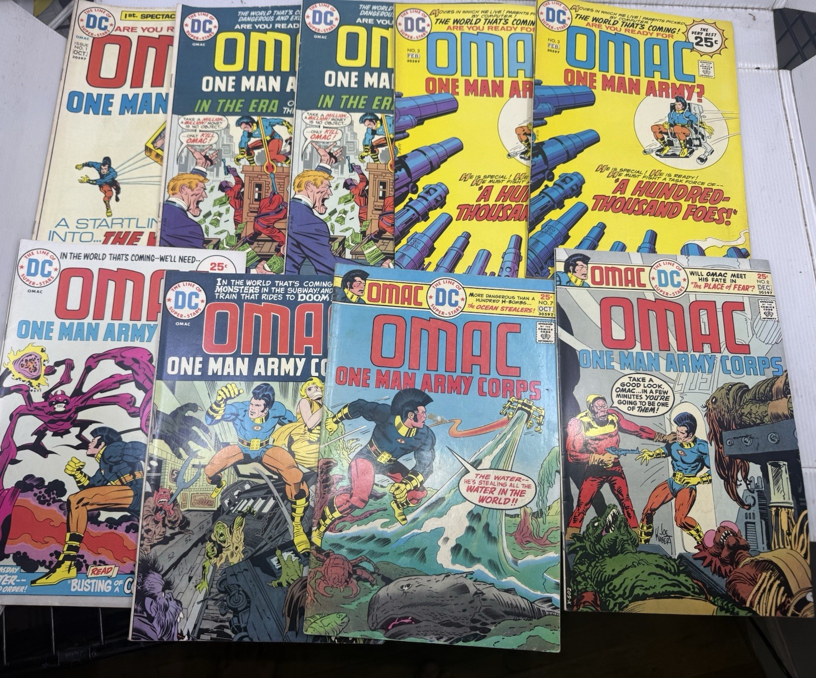 9 Bronze Age DC Omac One man army comic book lot/Kirby. 1-8   Read