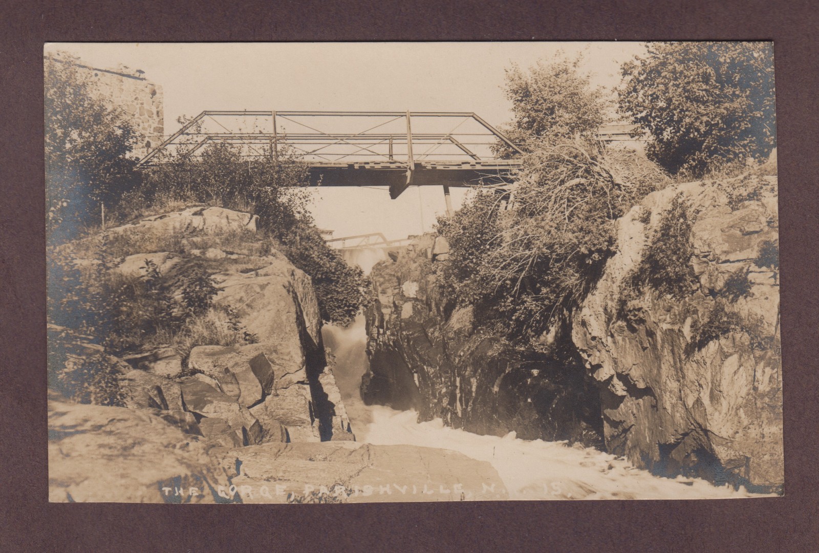Bridge Over The Gorge Parishville New York St. Lawrence NY Adirondacks RPPC # 15