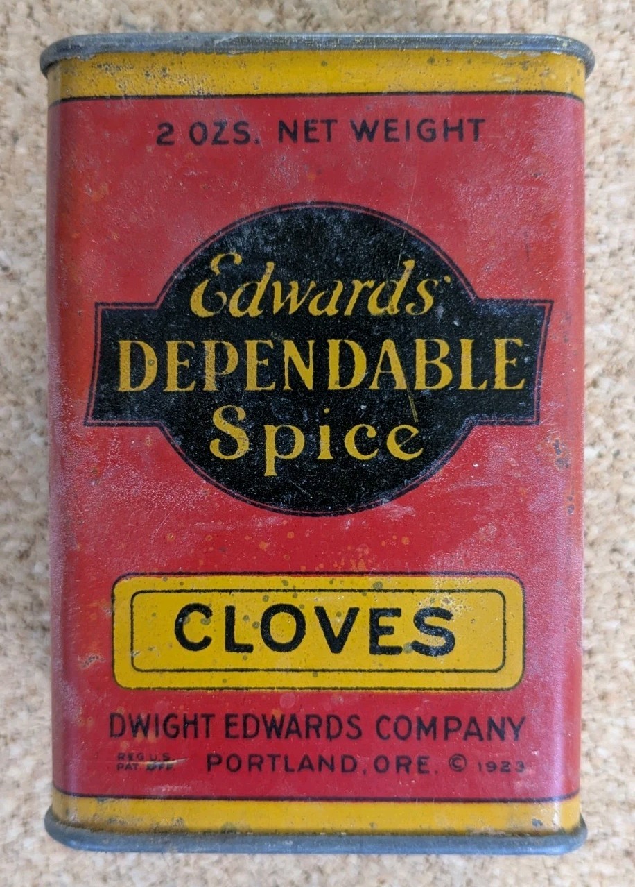 Vintage Edward's Dependable Spices Cloves Antique Tin