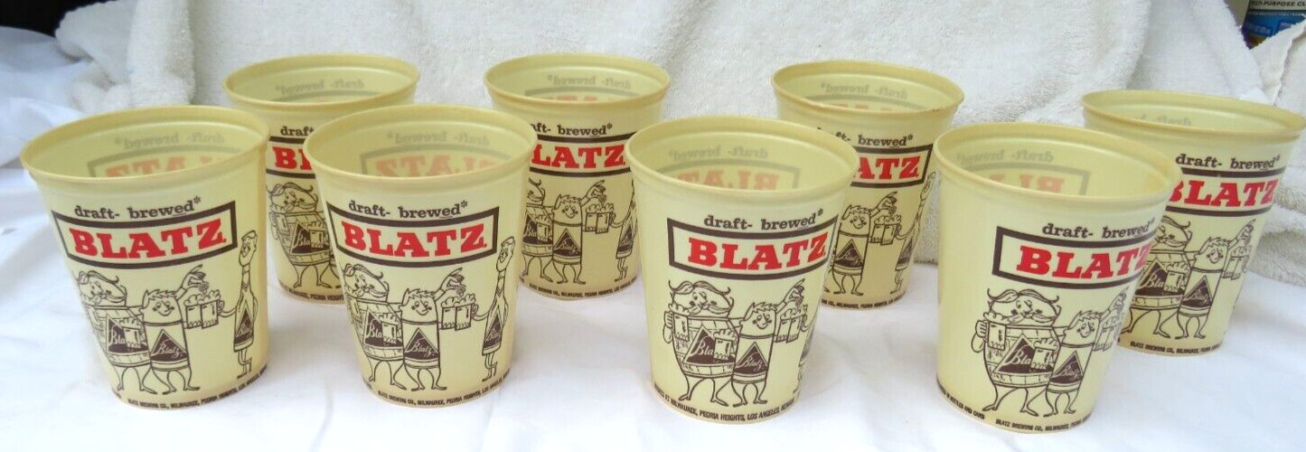 Lot of 8 Blatz Beer Large 3 MEN Wax Paper Cup Draft Brewed (hard to find) 1960\'s