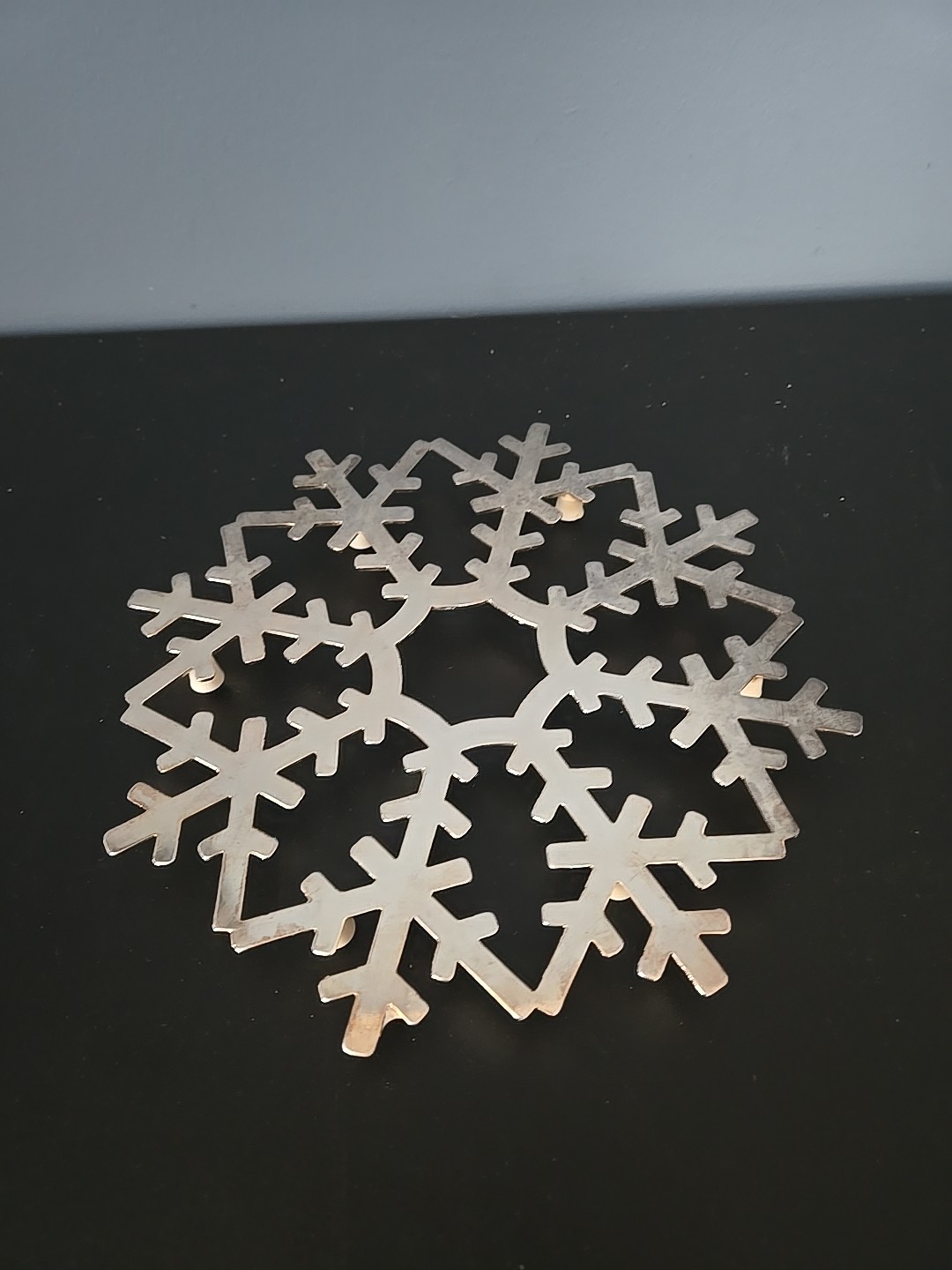 Vintage Leonard Italian Silver Plate Snowflake Trivet Wall Hanging 9\