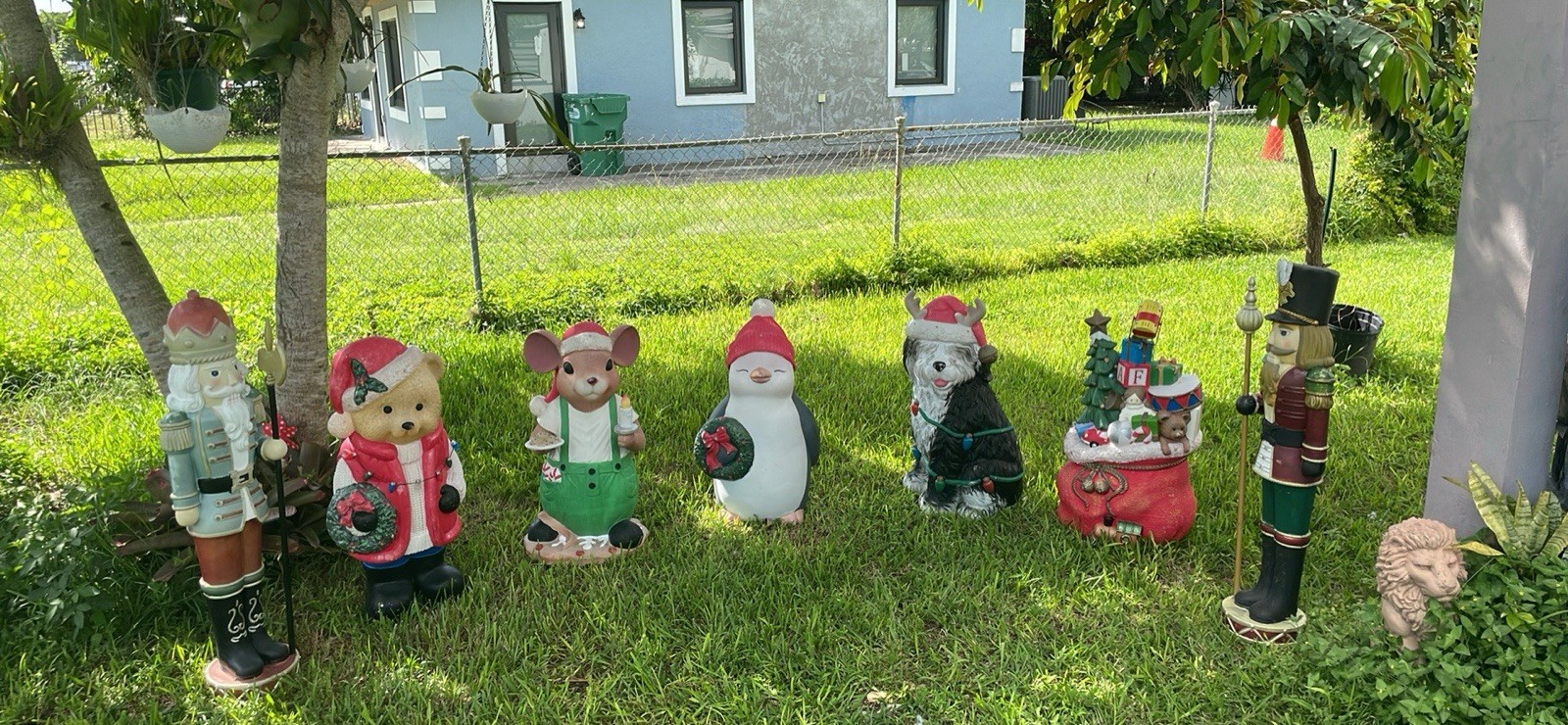 Blow Mold Vintage Christmas Decorations, Lot Of 7.  Light Up