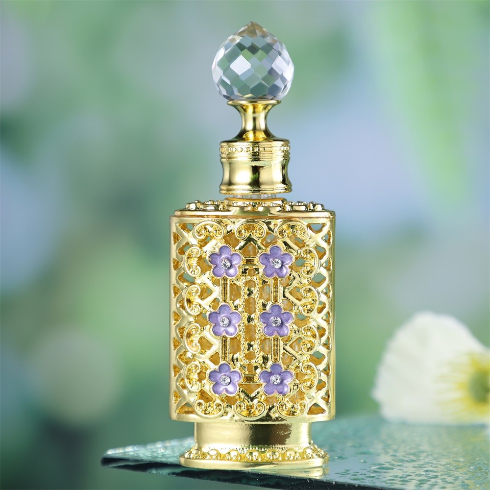 12ml Vintage Jeweled Flowers Perfume Oil Bottle Fancy Crystal Glass Woman Gift