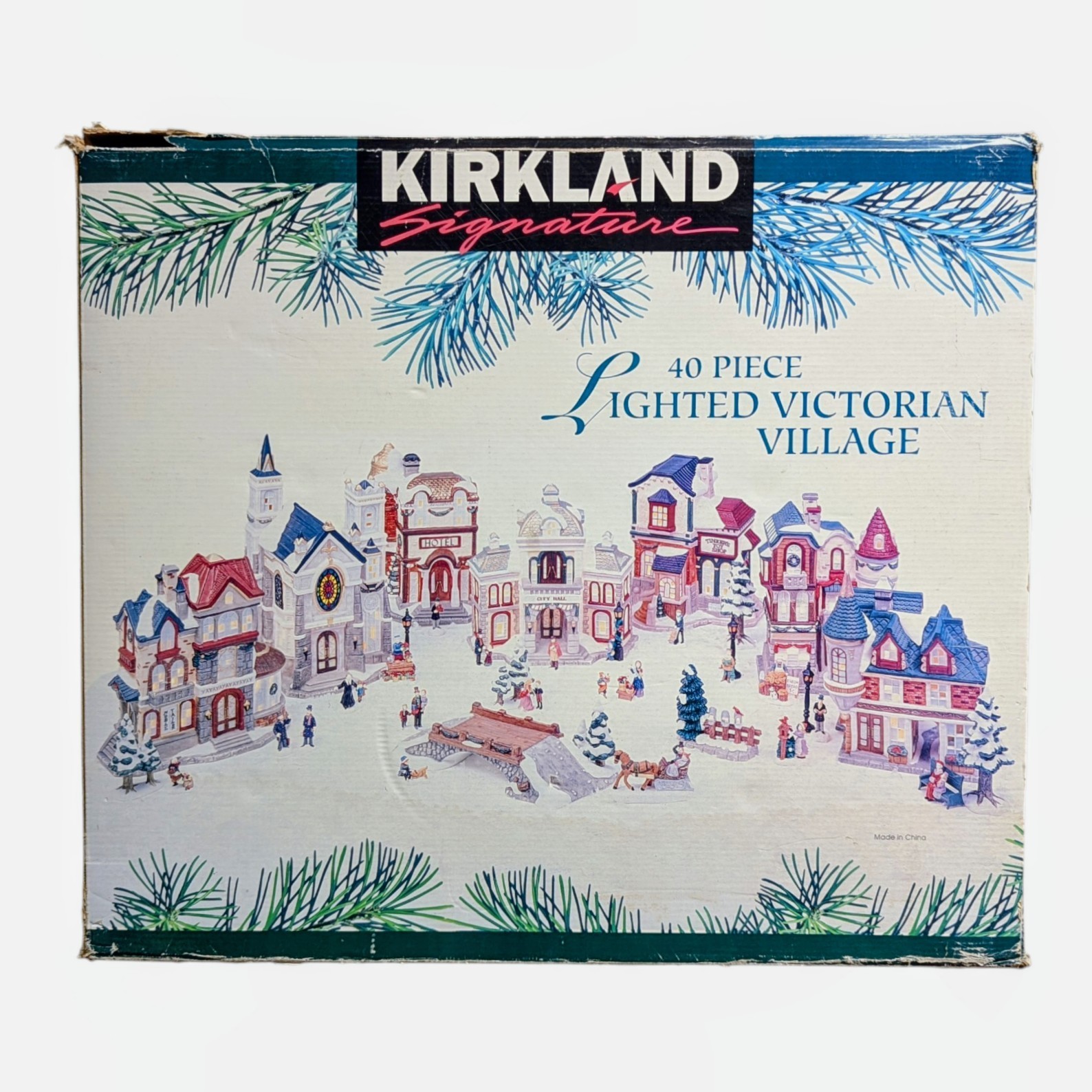 Vtg Kirkland Signature 40 Piece Illuminated Victorian Christmas Village Figurine